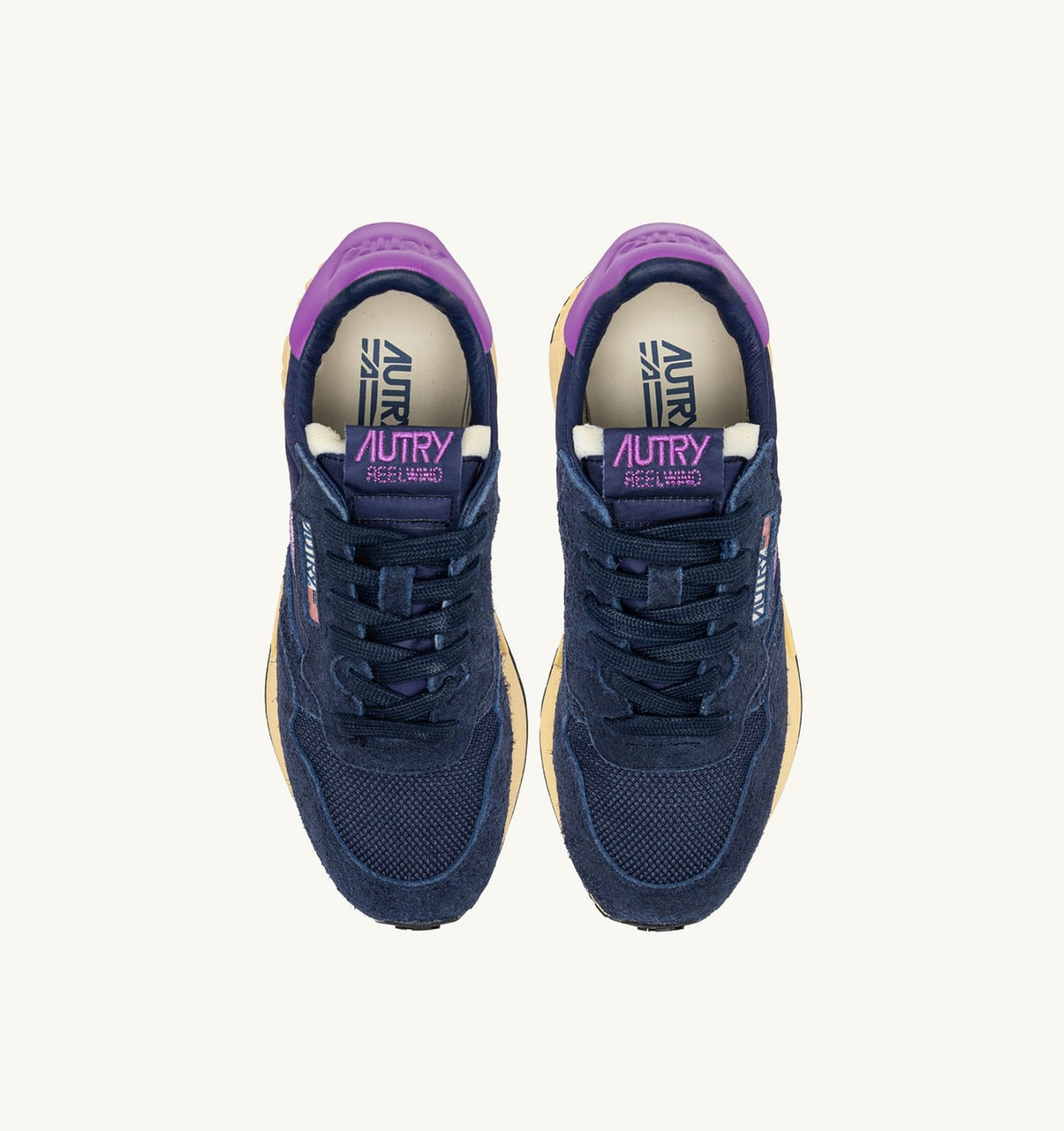 AUTRY Woman REELWIND LOW SNEAKERS IN NAVY AND DEWBERRY NYLON AND SUEDE