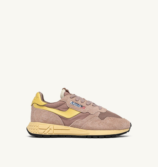 AUTRY Woman REELWIND LOW SNEAKERS IN ROSE CANNEL AND RAFFIA NYLON AND SUEDE