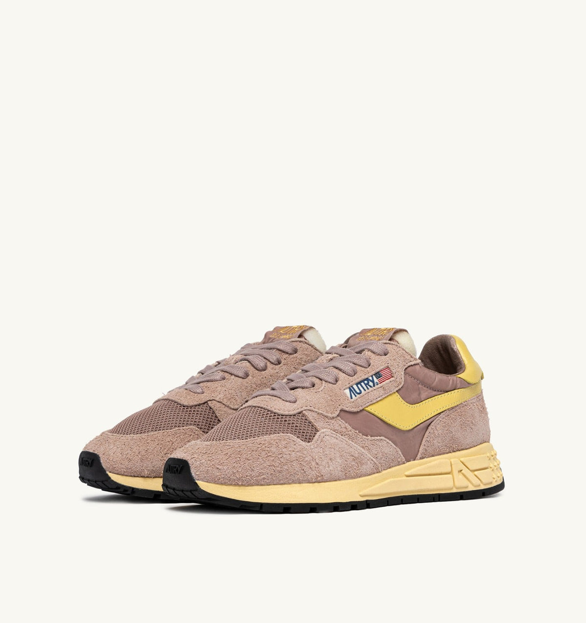 AUTRY Woman REELWIND LOW SNEAKERS IN ROSE CANNEL AND RAFFIA NYLON AND SUEDE