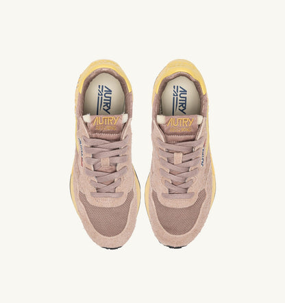 AUTRY Woman REELWIND LOW SNEAKERS IN ROSE CANNEL AND RAFFIA NYLON AND SUEDE