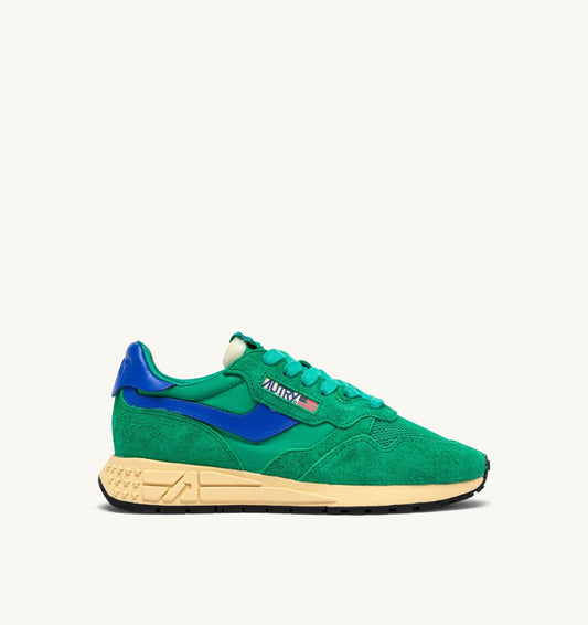 AUTRY Woman REELWIND LOW SNEAKERS IN EMERALD AND DAZZLING BLUE NYLON AND SUEDE
