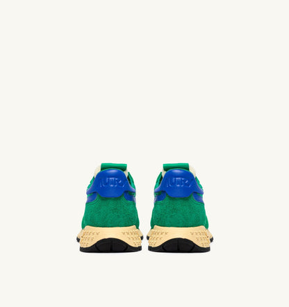 AUTRY Woman REELWIND LOW SNEAKERS IN EMERALD AND DAZZLING BLUE NYLON AND SUEDE