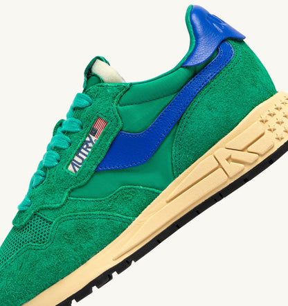AUTRY Woman REELWIND LOW SNEAKERS IN EMERALD AND DAZZLING BLUE NYLON AND SUEDE
