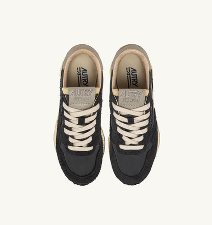 AUTRY Woman REELWIND LOW SNEAKERS IN BLACK NYLON AND SUEDE
