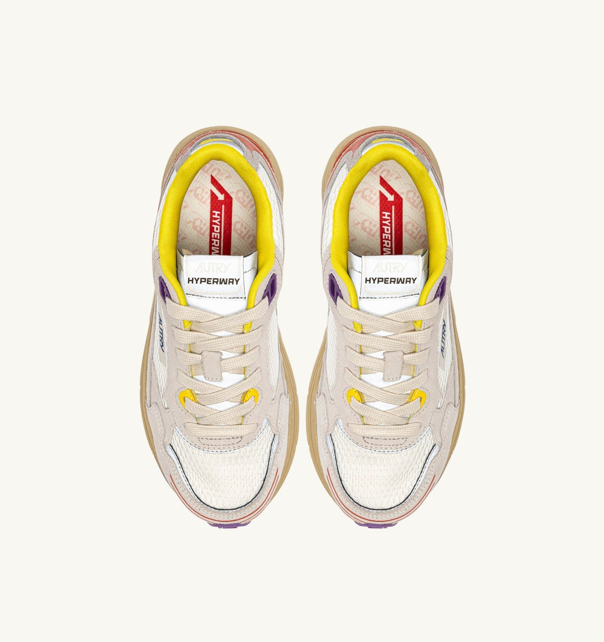 AUTRY Woman HYPERWAY SNEAKERS IN ARABESQUE AND WHITE MESH AND SUEDE