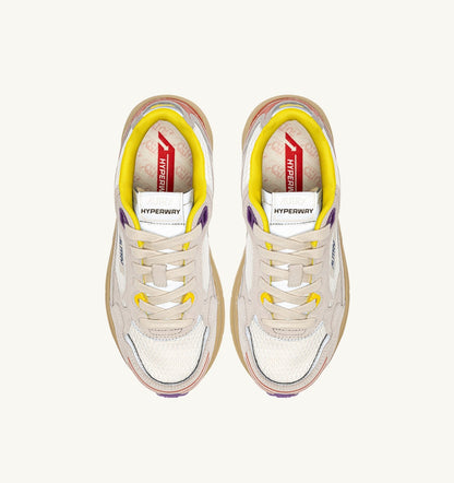 AUTRY Woman HYPERWAY SNEAKERS IN ARABESQUE AND WHITE MESH AND SUEDE