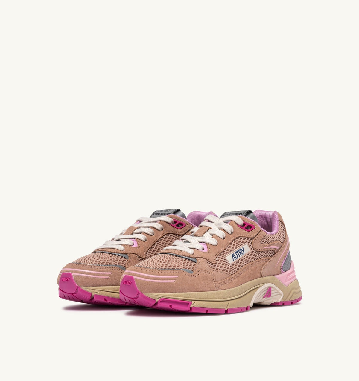 AUTRY Woman HYPERWAY SNEAKERS IN PHARD PINK AND DOLPHIN SUEDE AND MESH