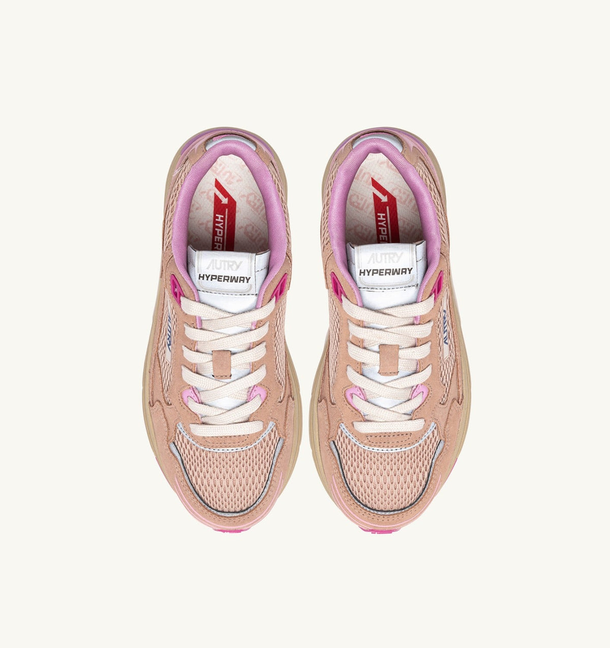 AUTRY Woman HYPERWAY SNEAKERS IN PHARD PINK AND DOLPHIN SUEDE AND MESH
