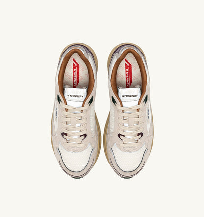 AUTRY Woman HYPERWAY SNEAKERS IN FIG AND WHITE MESH AND SUEDE
