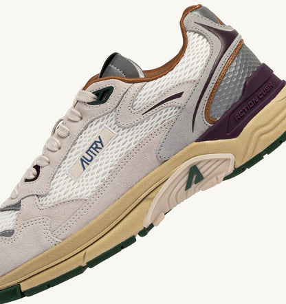 AUTRY Woman HYPERWAY SNEAKERS IN FIG AND WHITE MESH AND SUEDE