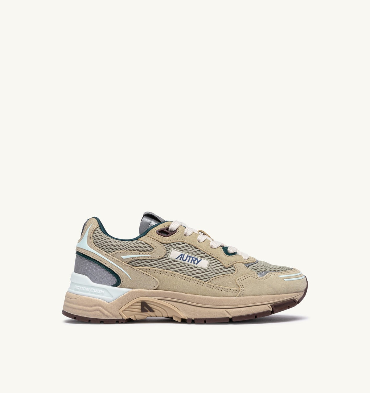 AUTRY Woman HYPERWAY SNEAKERS IN ECRU AND SPA BLUE SUEDE AND MESH
