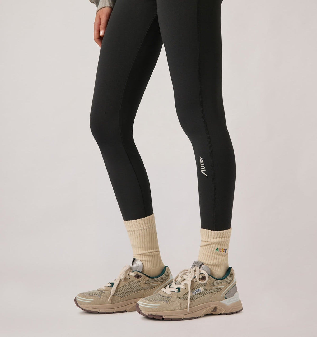 AUTRY Woman HYPERWAY SNEAKERS IN ECRU AND SPA BLUE SUEDE AND MESH
