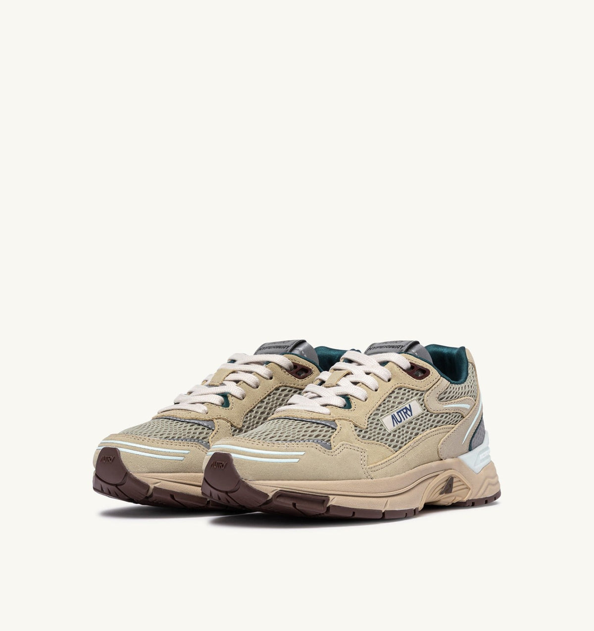 AUTRY Woman HYPERWAY SNEAKERS IN ECRU AND SPA BLUE SUEDE AND MESH