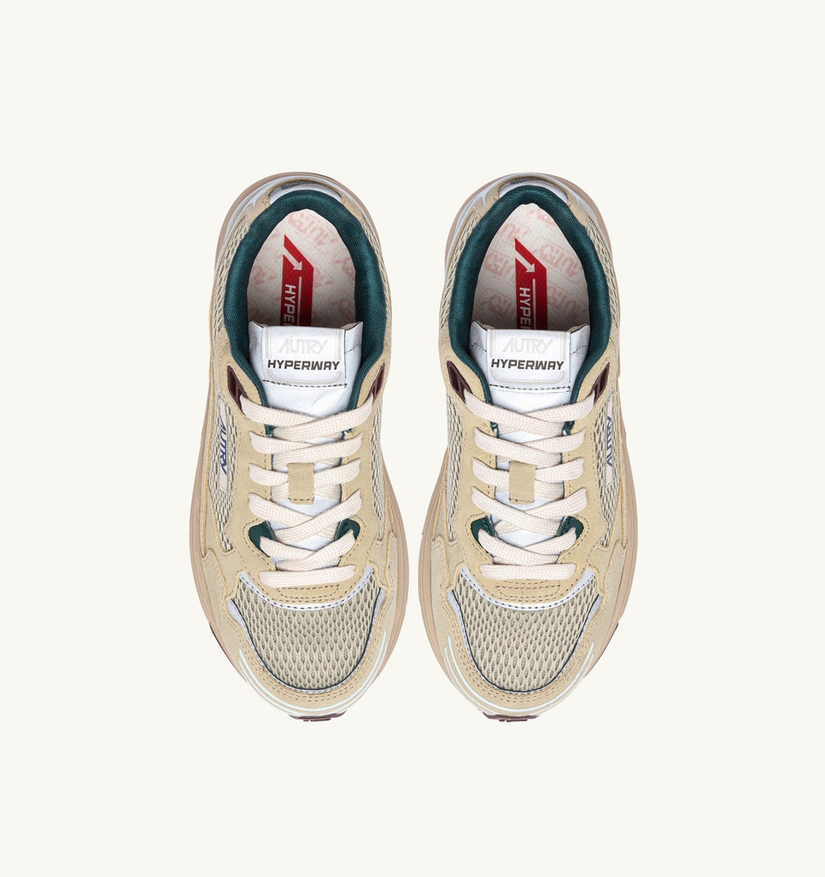 AUTRY Woman HYPERWAY SNEAKERS IN ECRU AND SPA BLUE SUEDE AND MESH