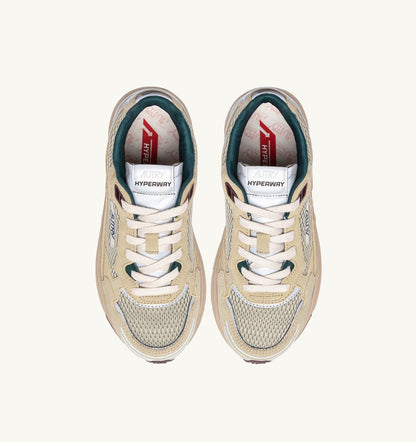 AUTRY Woman HYPERWAY SNEAKERS IN ECRU AND SPA BLUE SUEDE AND MESH