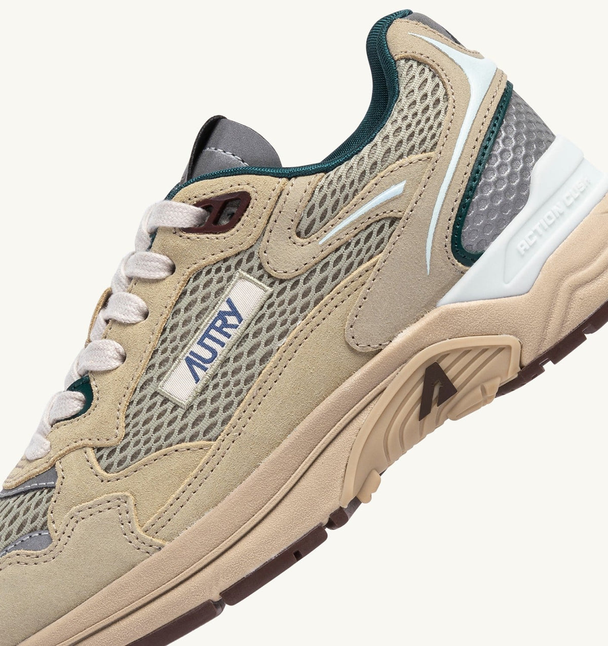 AUTRY Woman HYPERWAY SNEAKERS IN ECRU AND SPA BLUE SUEDE AND MESH
