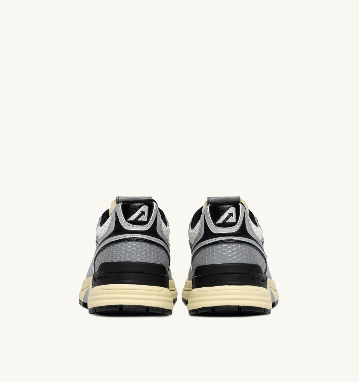 AUTRY Woman HYPERWAY SNEAKERS IN WHITE SILVER AND BLACK SYNTHETIC LEATHER AND MESH
