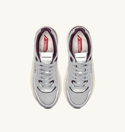 AUTRY Woman HYPERWAY SNEAKERS IN SILVER, HARBOR MIST AND FIG SYNTHETIC LEATHER AND MESH