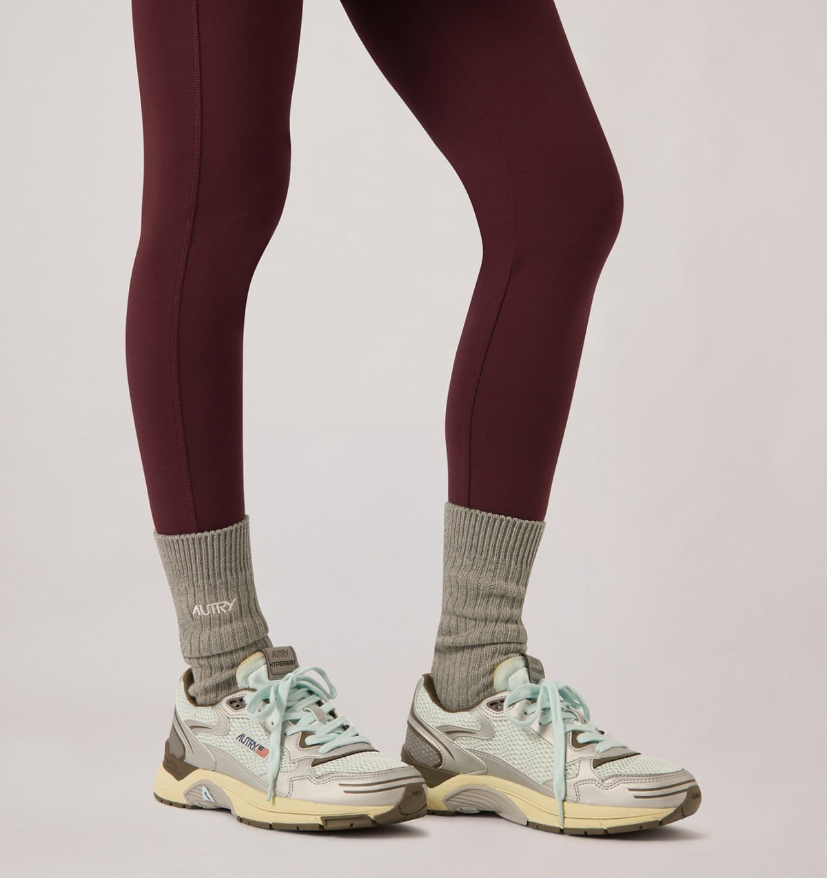 AUTRY Woman HYPERWAY SNEAKERS IN SILVER, SPA BLUE AND CHOCOLATE CHIP SYNTHETIC LEATHER AND MESH