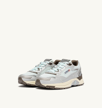 AUTRY Woman HYPERWAY SNEAKERS IN SILVER, SPA BLUE AND CHOCOLATE CHIP SYNTHETIC LEATHER AND MESH