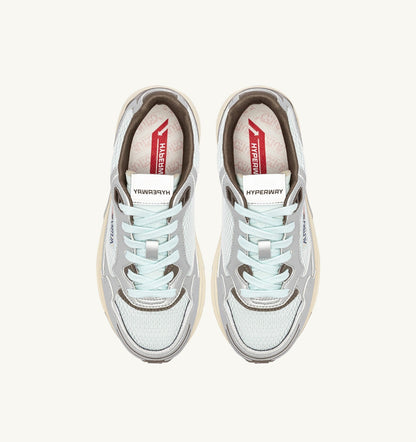 AUTRY Woman HYPERWAY SNEAKERS IN SILVER, SPA BLUE AND CHOCOLATE CHIP SYNTHETIC LEATHER AND MESH