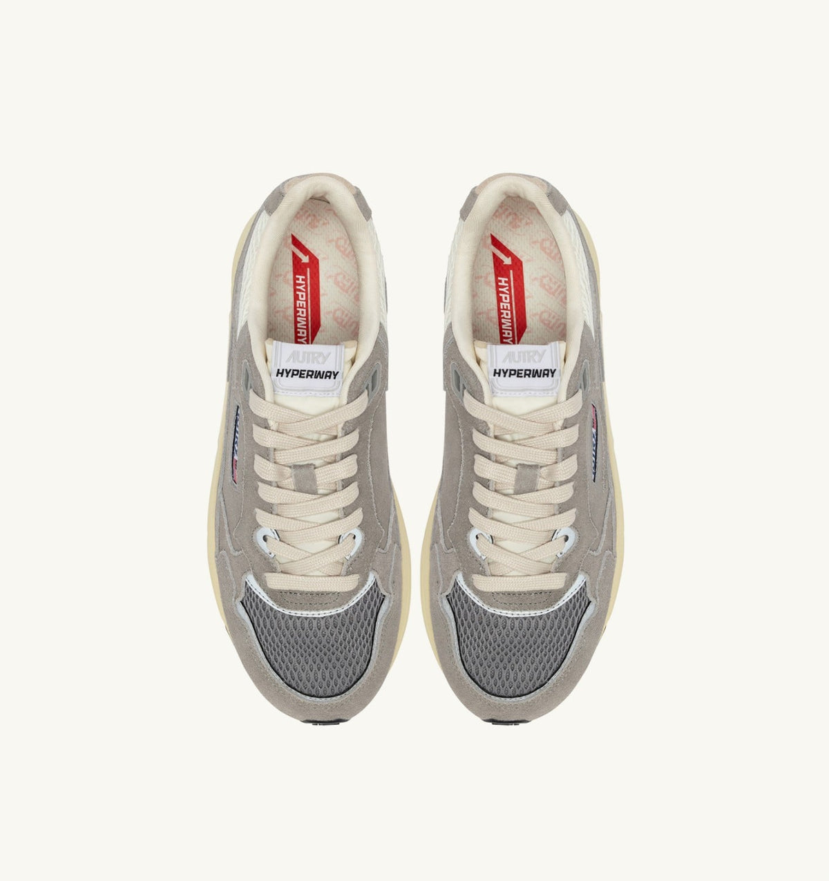 AUTRY Woman HYPERWAY SNEAKERS IN MARSHMALLOW AND LEAD SUEDE AND MESH