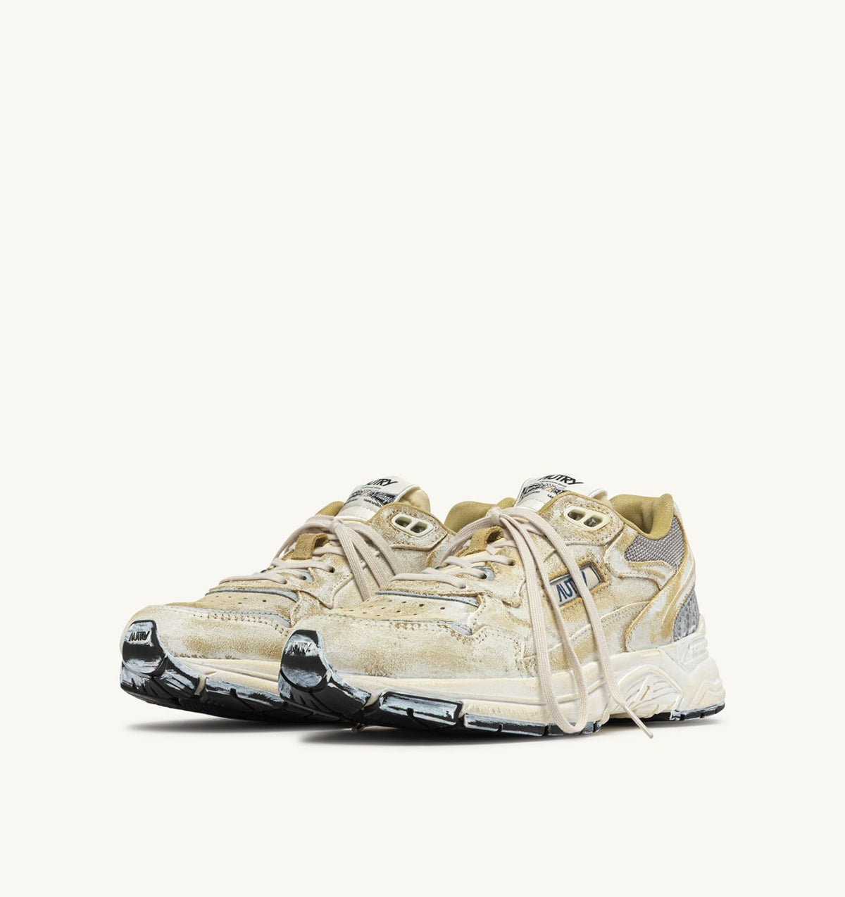 AUTRY Woman HYPERWAY SUPER VINTAGE SNEAKERS IN YELLOW AND SILVER SUEDE