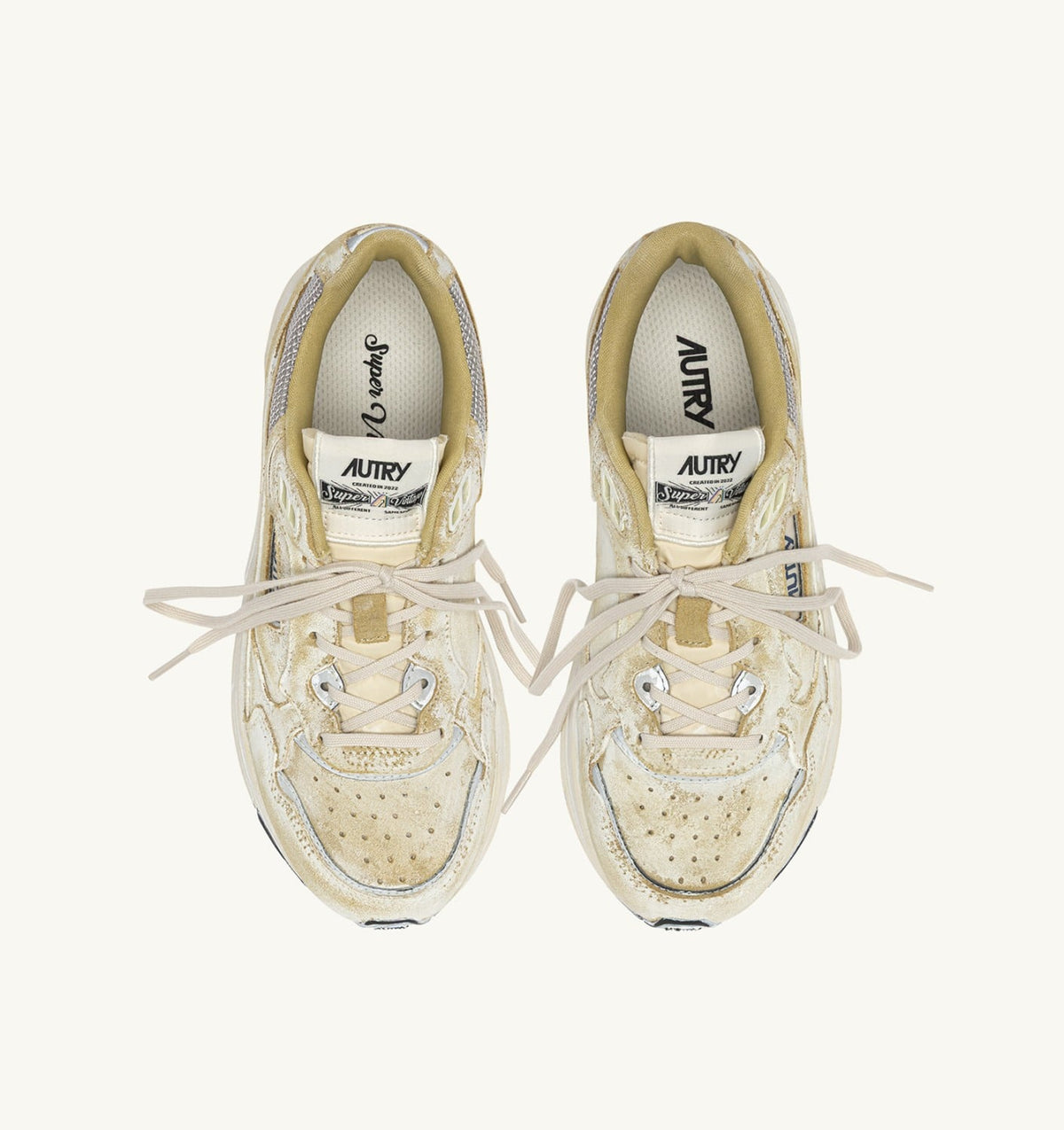 AUTRY Woman HYPERWAY SUPER VINTAGE SNEAKERS IN YELLOW AND SILVER SUEDE