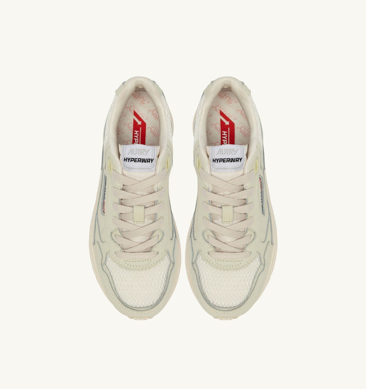 AUTRY Woman HYPERWAY SNEAKERS IN WHISPER WHITE NAPA LEATHER AND MESH