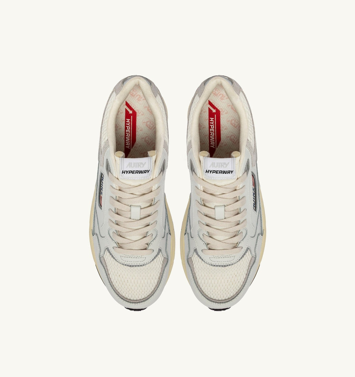AUTRY Woman HYPERWAY SNEAKERS IN WHITE AND GRAY LEATHER AND MESH