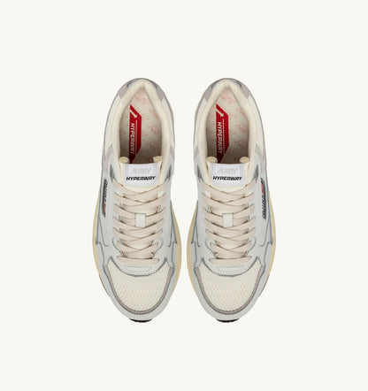 AUTRY Woman HYPERWAY SNEAKERS IN WHITE AND GRAY LEATHER AND MESH
