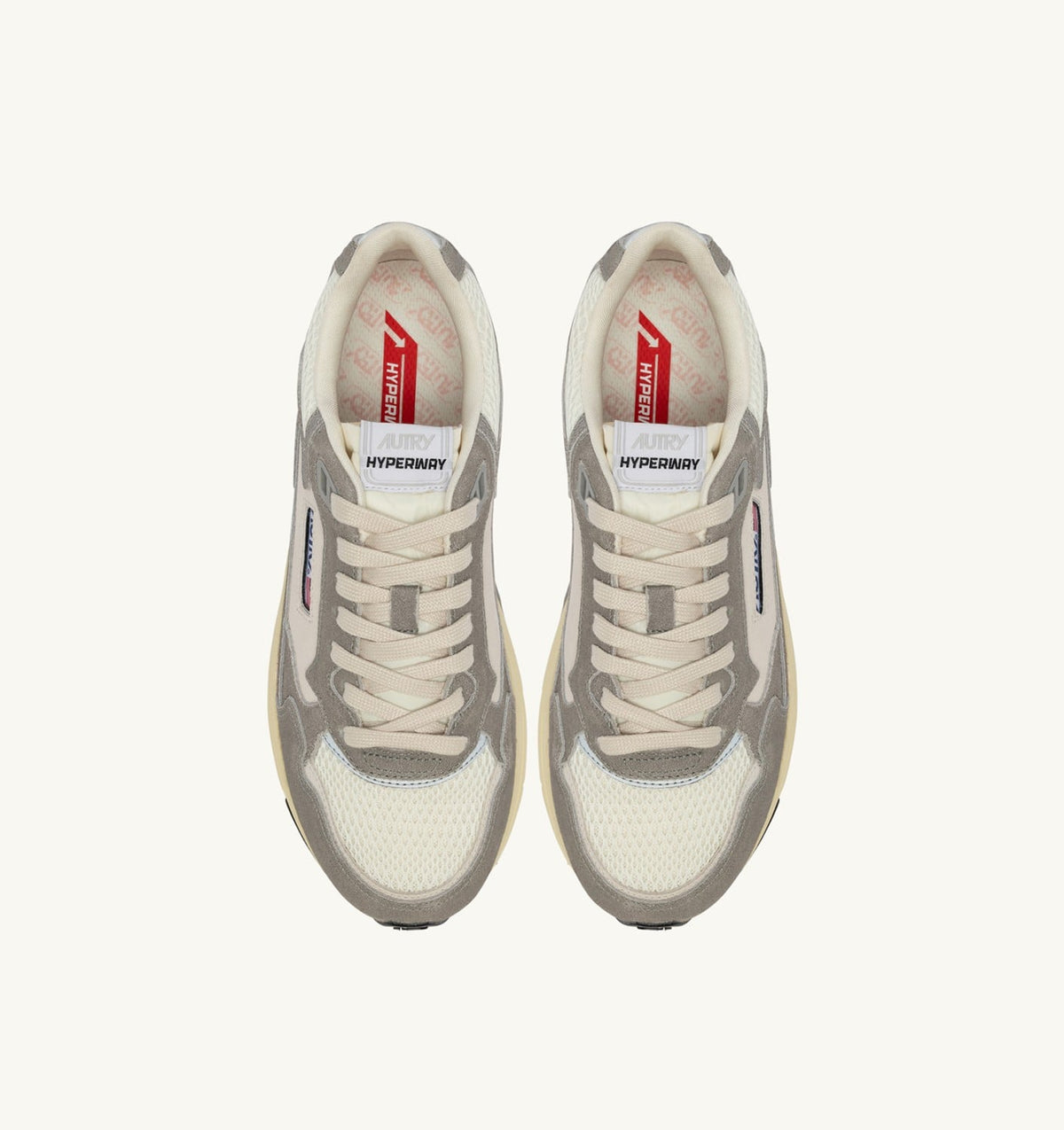 AUTRY Woman HYPERWAY SNEAKERS IN WHITE AND LEAD GRAY MESH AND SUEDE