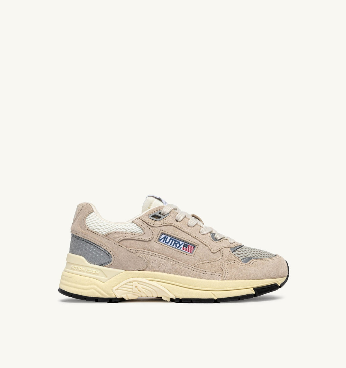 AUTRY Woman HYPERWAY SNEAKERS IN SAND BROWN AND SILVER-TONE SUEDE AND MESH