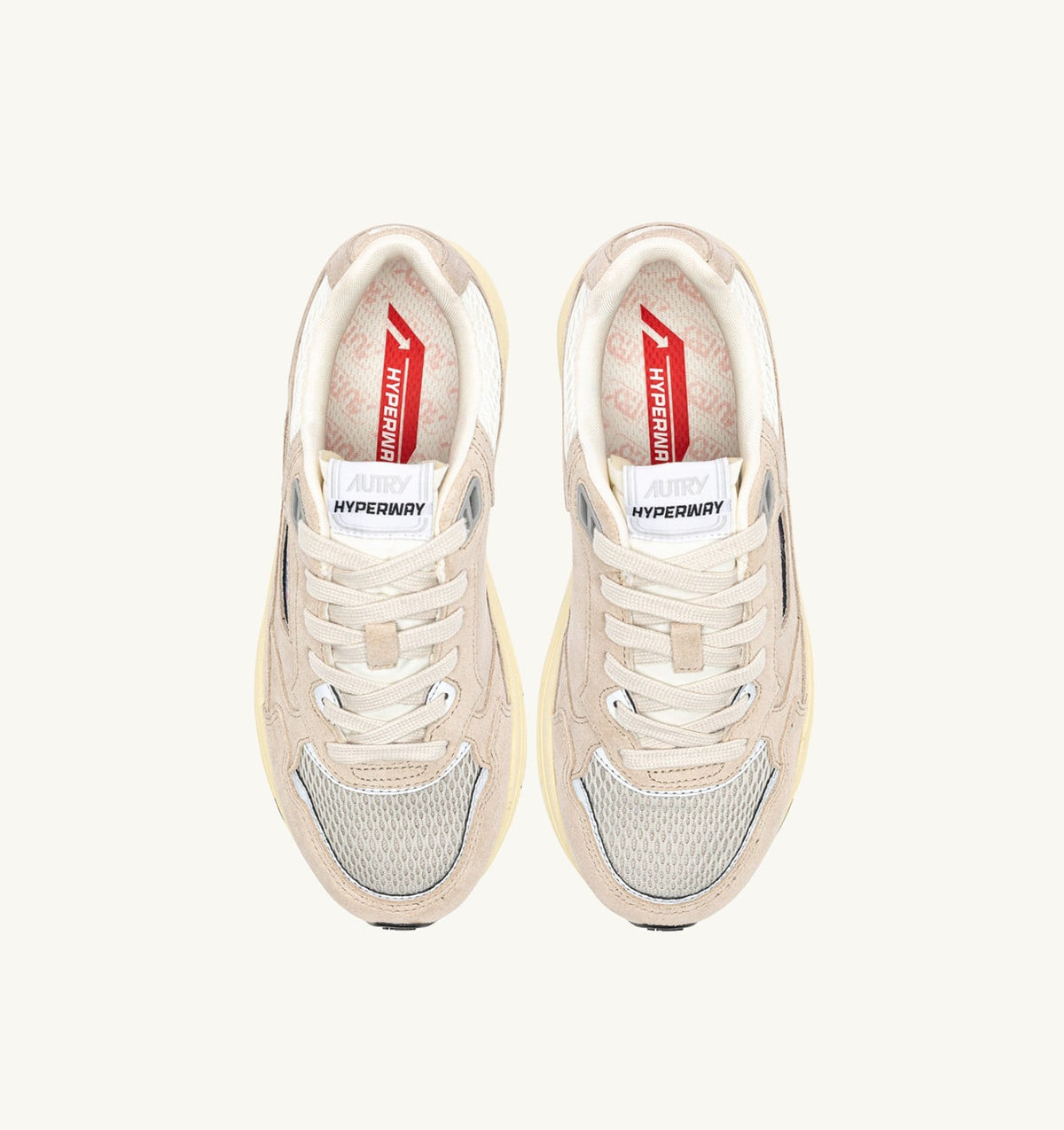 AUTRY Woman HYPERWAY SNEAKERS IN SAND BROWN AND SILVER-TONE SUEDE AND MESH