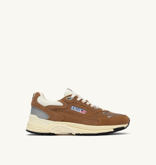 AUTRY Woman HYPERWAY SNEAKERS IN CIGAR AND SILVER MESH AND SUEDE