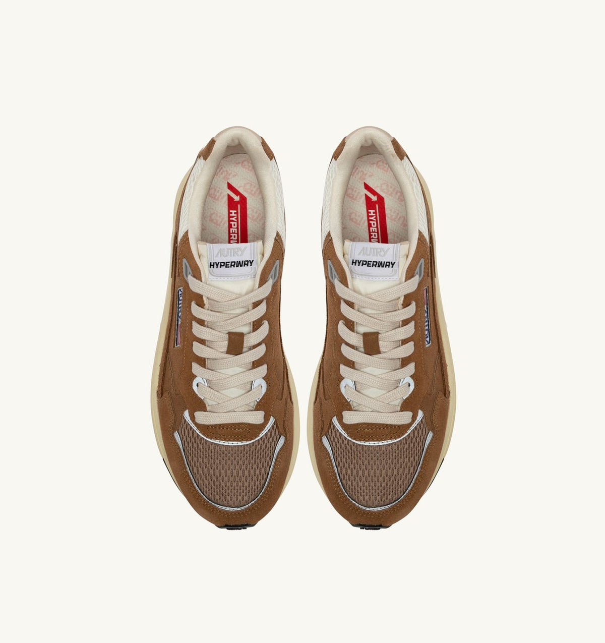 AUTRY Woman HYPERWAY SNEAKERS IN CIGAR AND SILVER MESH AND SUEDE