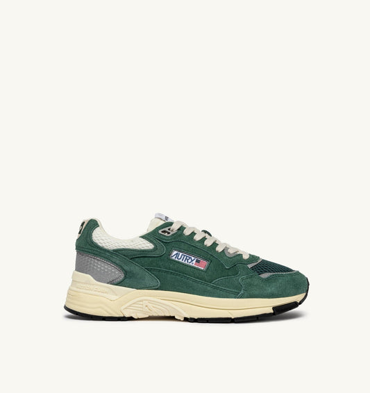 AUTRY Woman HYPERWAY SNEAKERS IN MALACHITE COLOR AND SILVER-TONE SUEDE AND MESH