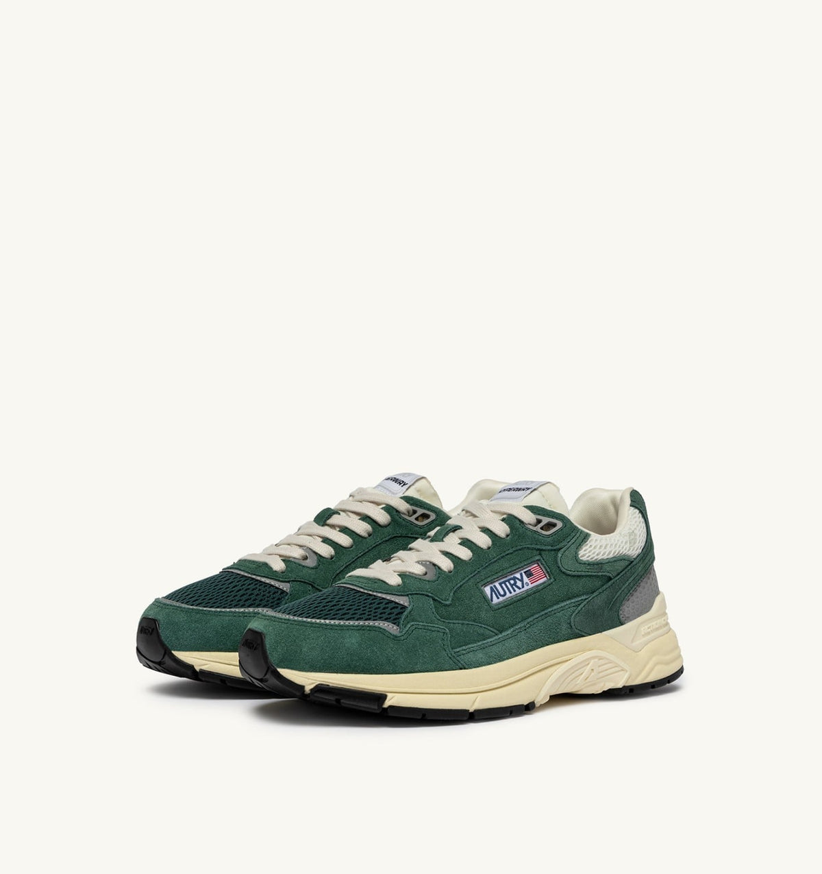 AUTRY Woman HYPERWAY SNEAKERS IN MALACHITE COLOR AND SILVER-TONE SUEDE AND MESH
