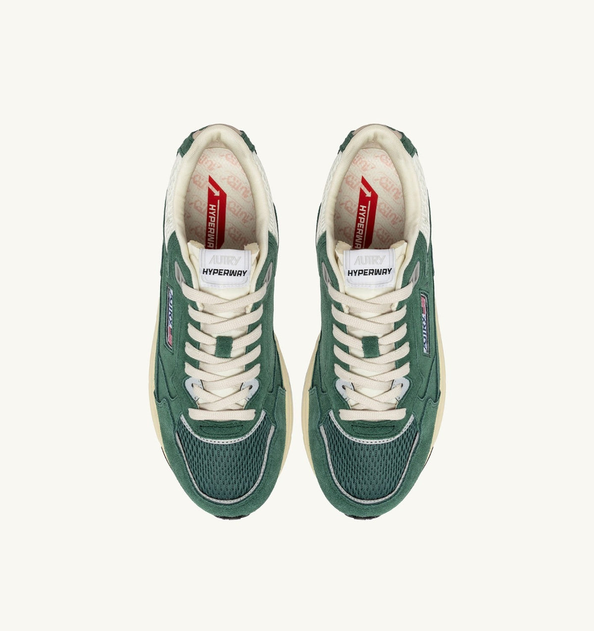 AUTRY Woman HYPERWAY SNEAKERS IN MALACHITE COLOR AND SILVER-TONE SUEDE AND MESH