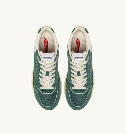 AUTRY Woman HYPERWAY SNEAKERS IN MALACHITE COLOR AND SILVER-TONE SUEDE AND MESH