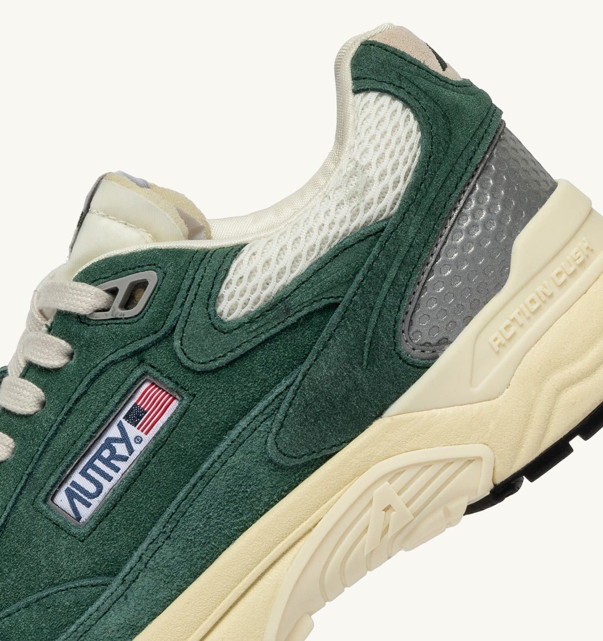 AUTRY Woman HYPERWAY SNEAKERS IN MALACHITE COLOR AND SILVER-TONE SUEDE AND MESH
