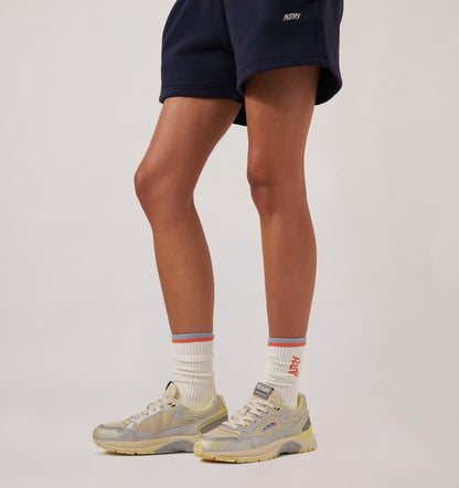 AUTRY Woman HYPERWAY SNEAKERS IN SILVER ASPARAGUS AND LEMON MERINGUE SYNTHETIC LEATHER AND MESH