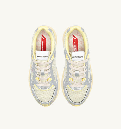 AUTRY Woman HYPERWAY SNEAKERS IN SILVER ASPARAGUS AND LEMON MERINGUE SYNTHETIC LEATHER AND MESH