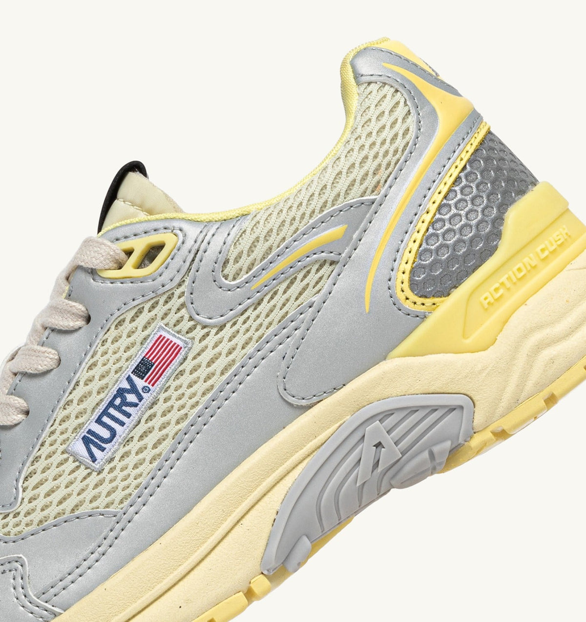 AUTRY Woman HYPERWAY SNEAKERS IN SILVER ASPARAGUS AND LEMON MERINGUE SYNTHETIC LEATHER AND MESH