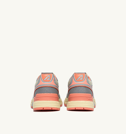 AUTRY Woman HYPERWAY SNEAKERS IN SILVER ASPARAGUS AND PEACH PINK SYNTHETIC LEATHER AND MESH