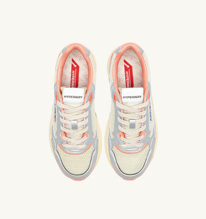 AUTRY Woman HYPERWAY SNEAKERS IN SILVER ASPARAGUS AND PEACH PINK SYNTHETIC LEATHER AND MESH