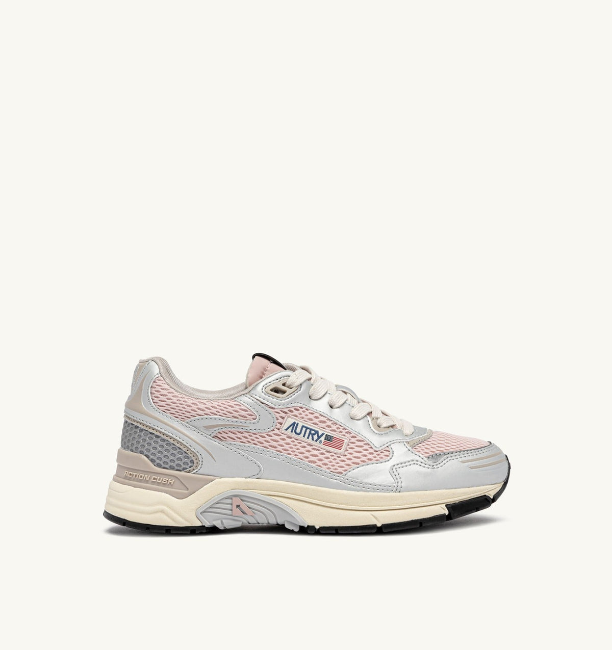 AUTRY Woman HYPERWAY SNEAKERS IN SILVER, POWDER AND FEATHER GRAY SYNTHETIC LEATHER AND MESH
