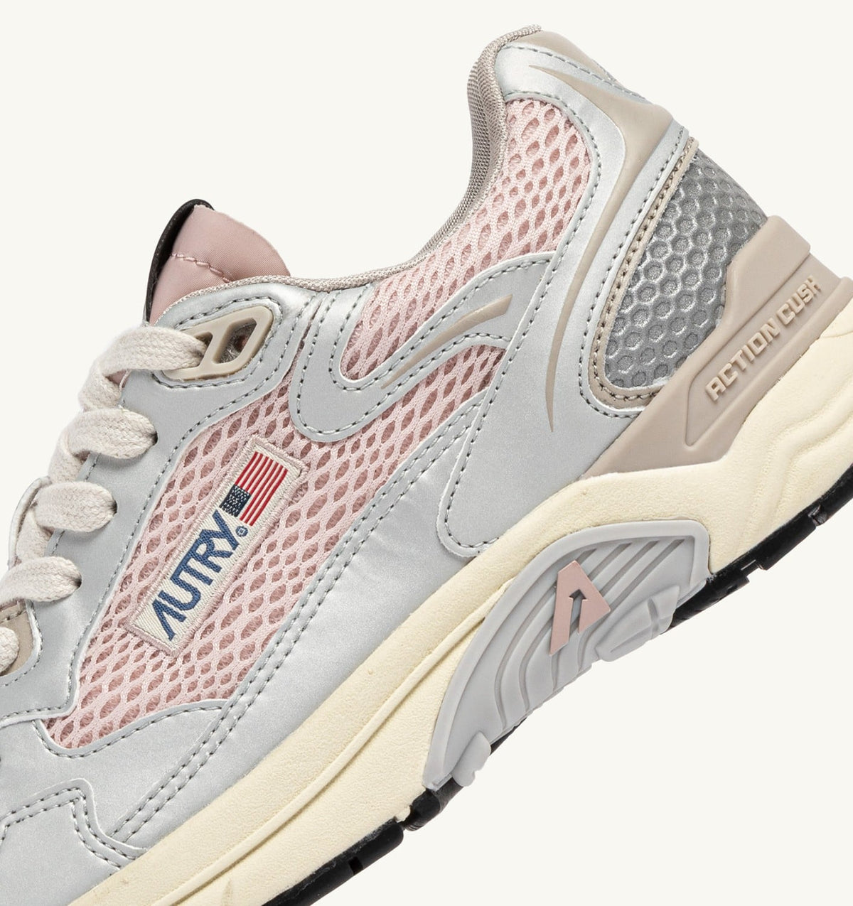 AUTRY Woman HYPERWAY SNEAKERS IN SILVER, POWDER AND FEATHER GRAY SYNTHETIC LEATHER AND MESH