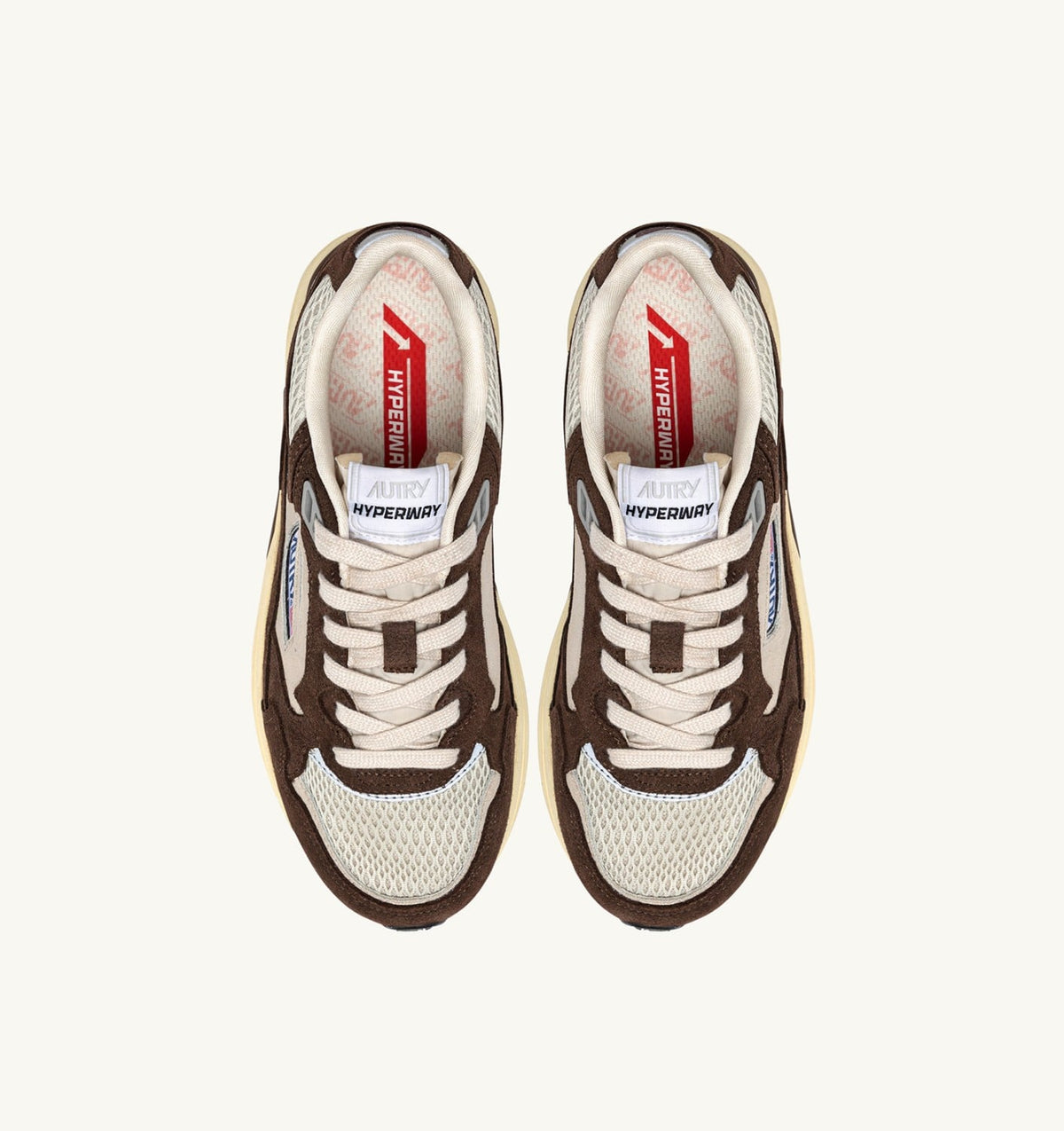 AUTRY Woman HYPERWAY SNEAKERS IN SAND AND BRICK RED MESH AND SUEDE