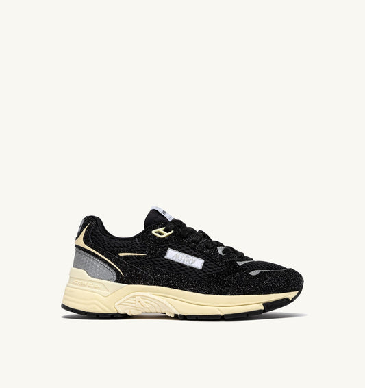 AUTRY Woman HYPERWAY SNEAKERS IN GLITTER BLACK MESH AND LEATHER